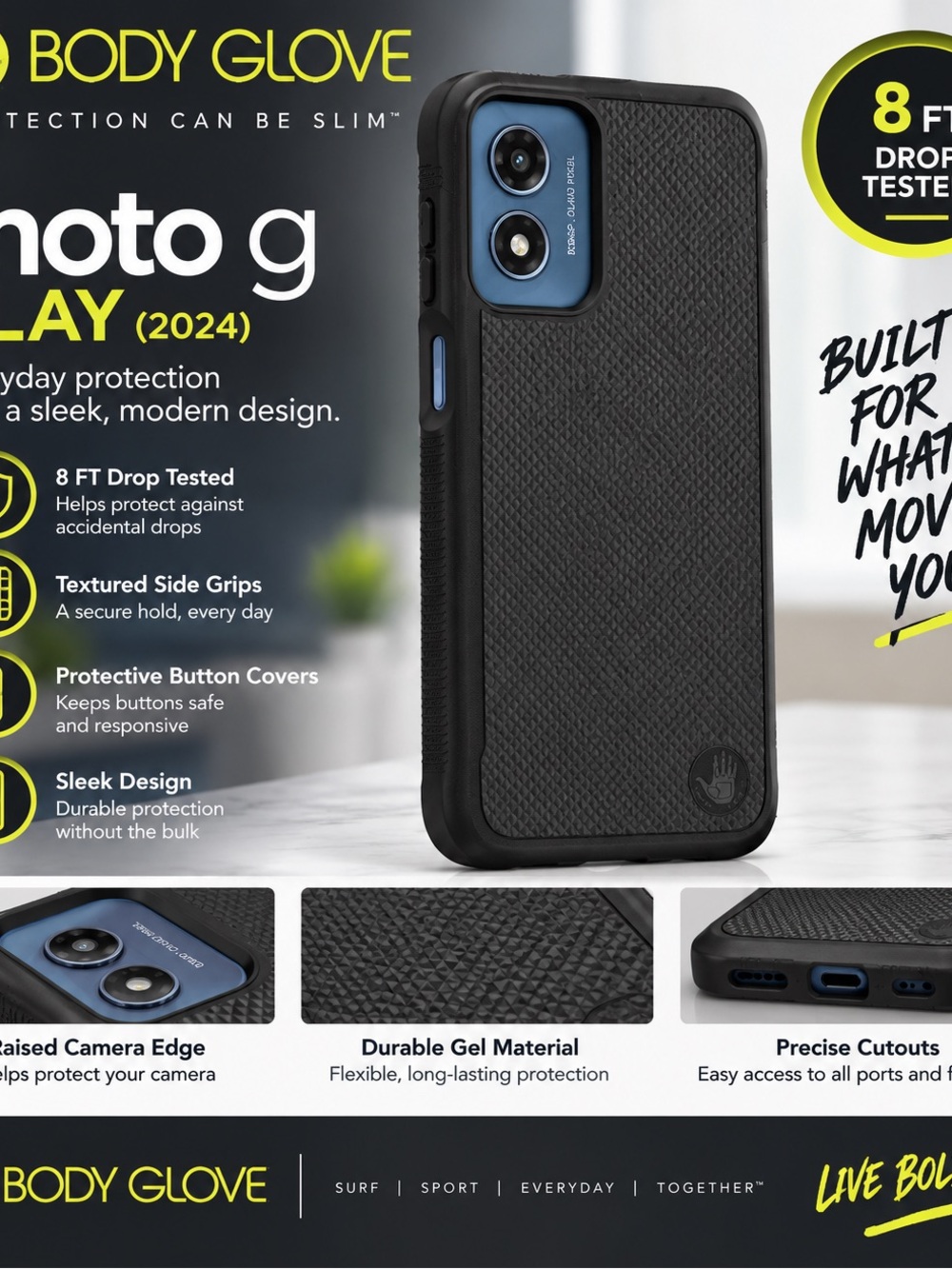 Body Glove Black Textured Gel Case for Moto G Play (2024)